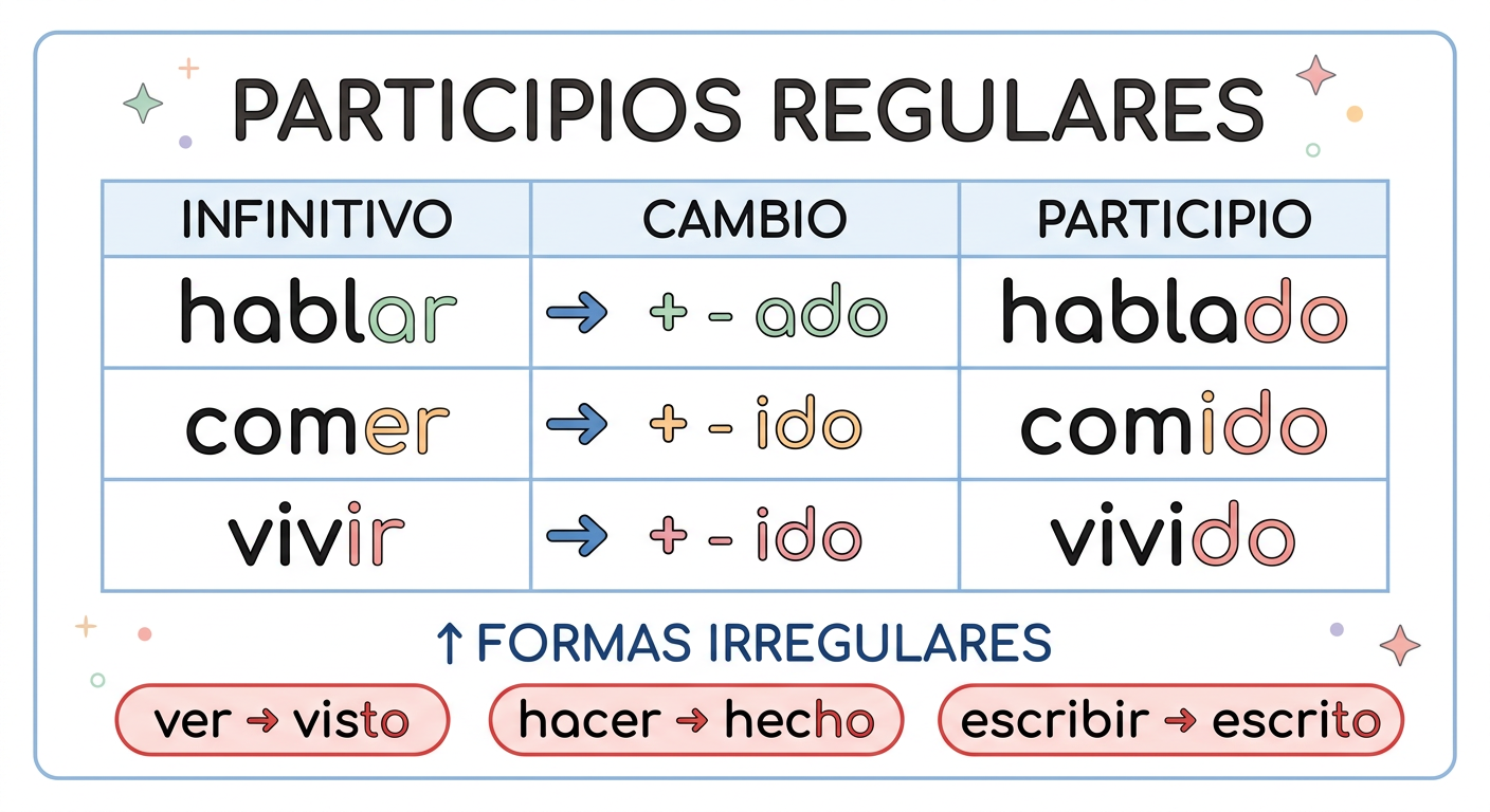hablar → hablado, ver → visto