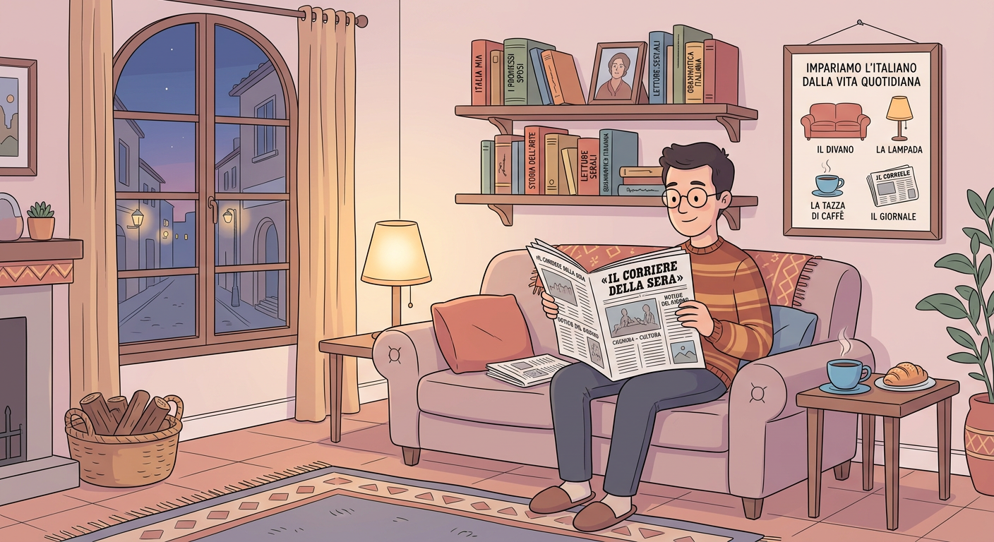 Marco legge il giornale.