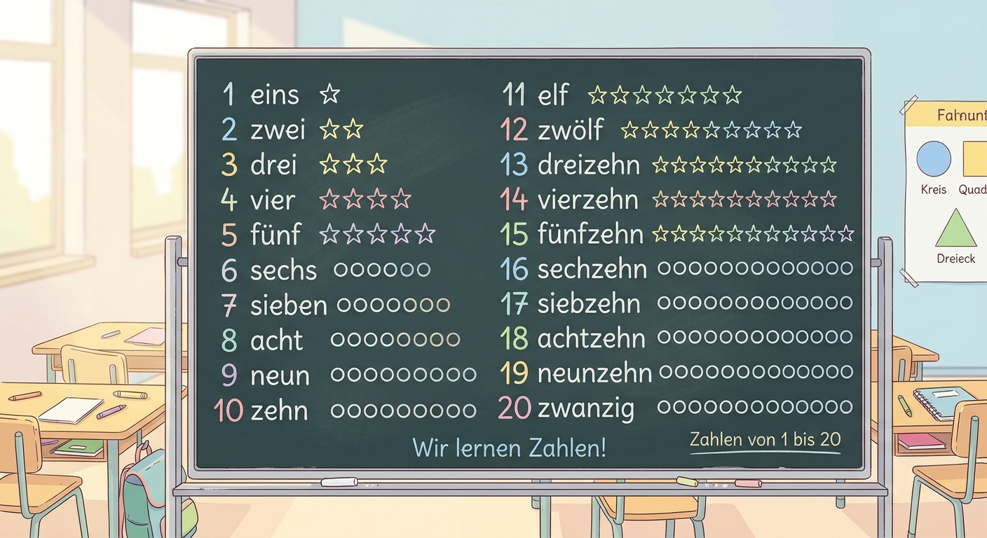 Zahlen von eins bis zwanzig