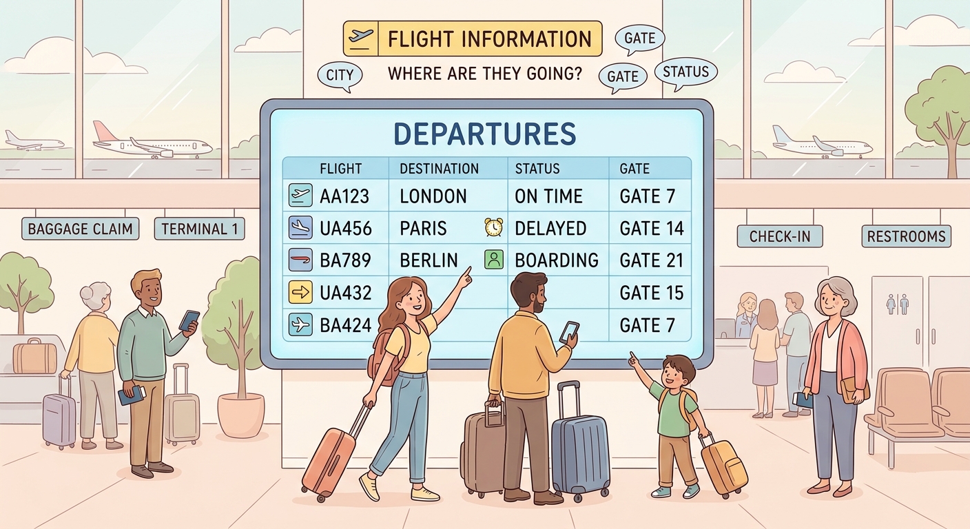 Departures board at the airport
