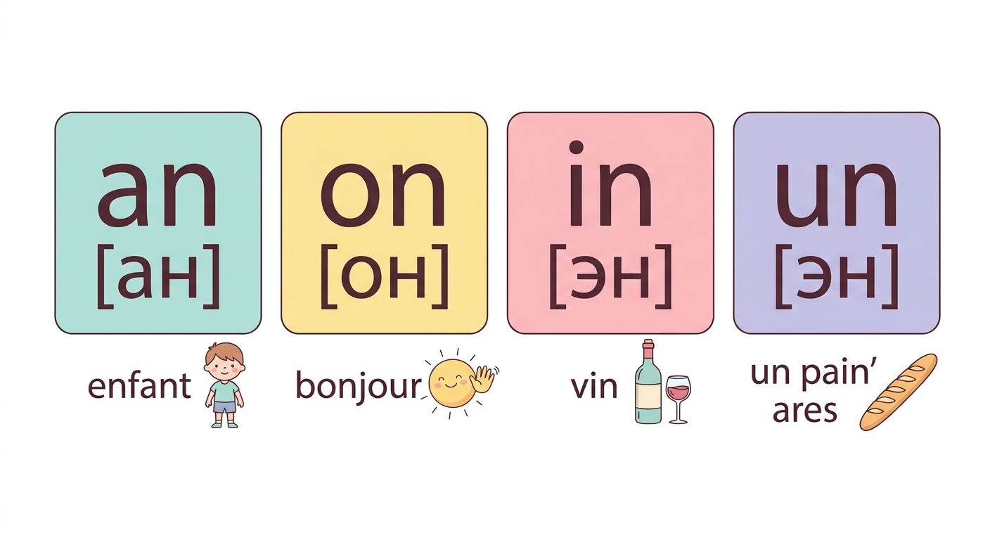 an, on, in, un — sons nasaux