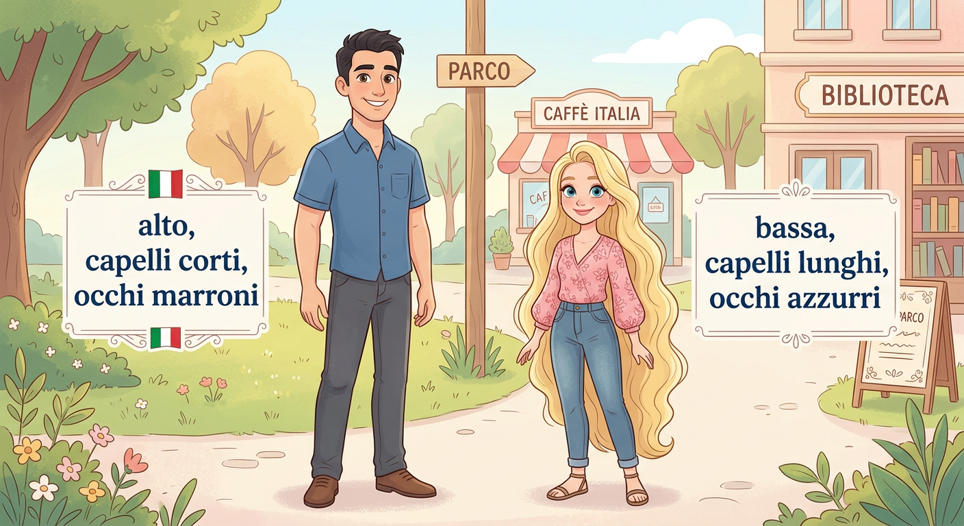 Alto e bassa: capelli e occhi