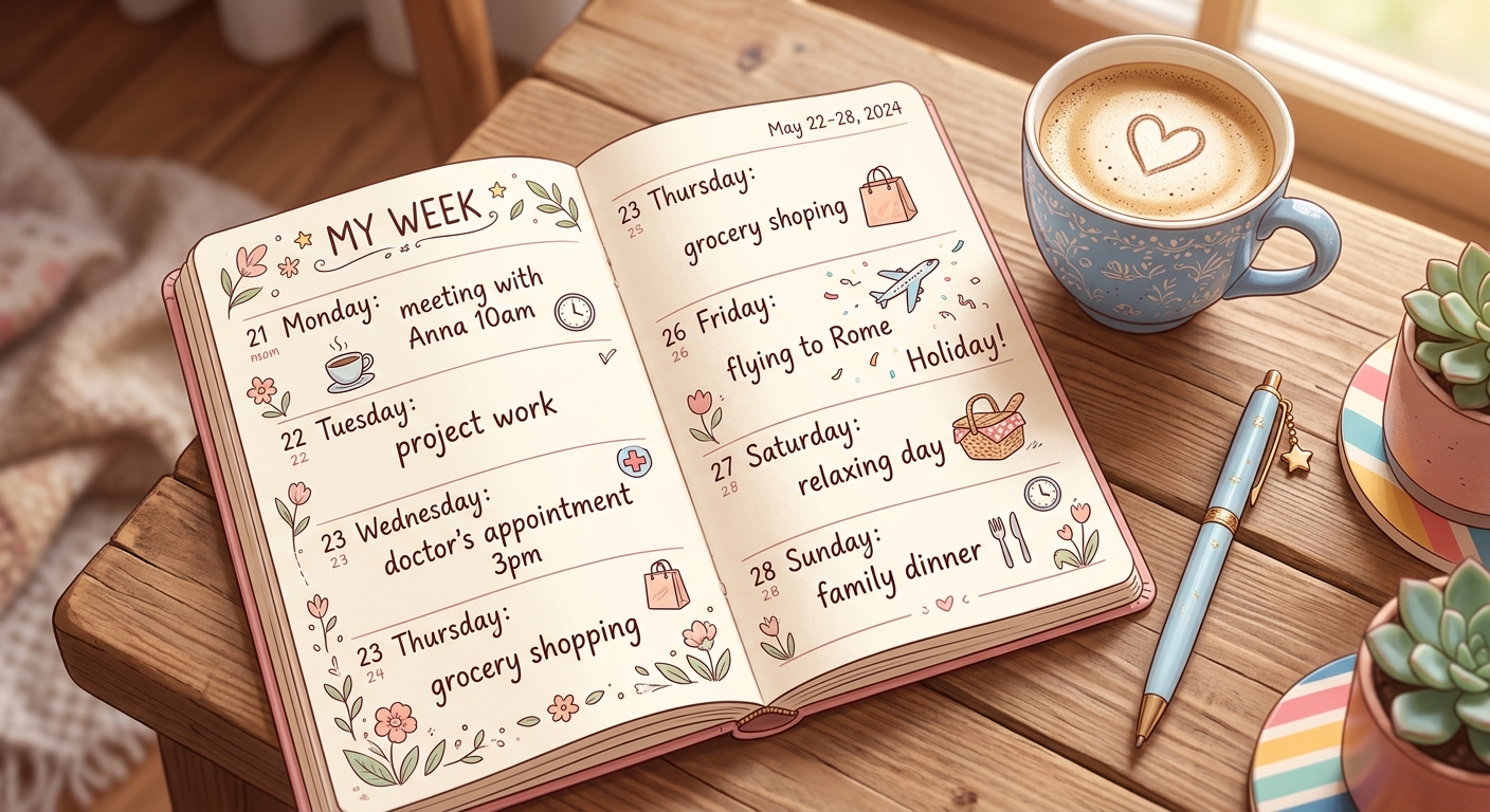 Arranged plans for the week